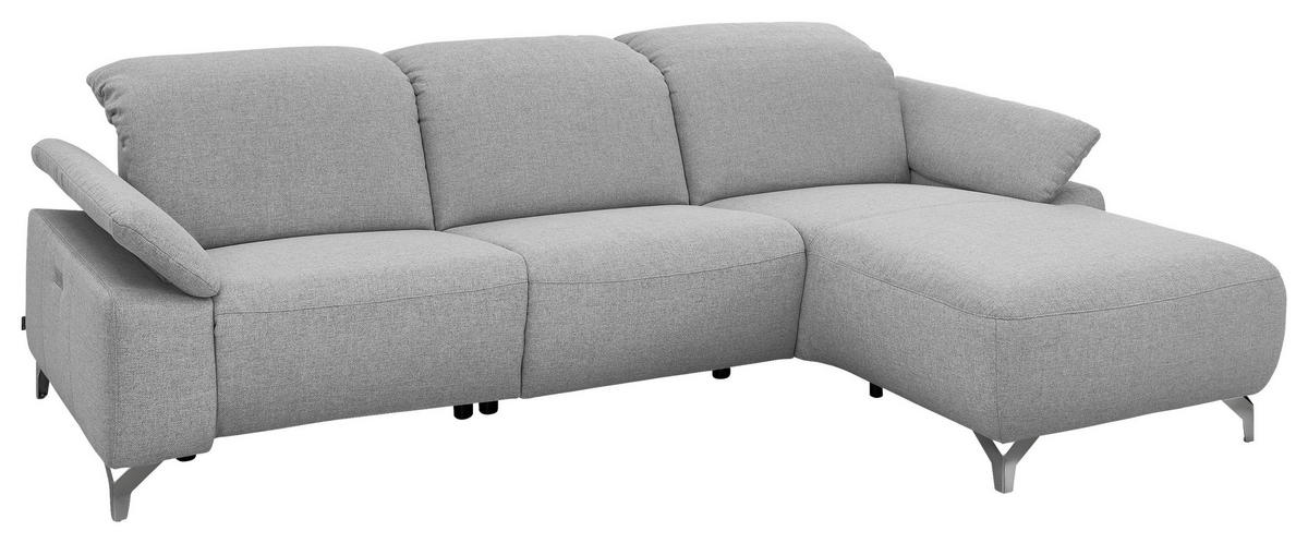 WOHNLANDSCHAFT Hellgrau Flachgewebe  - Chromfarben/Hellgrau, Design, Textil/Metall (280/180cm) - Musterring