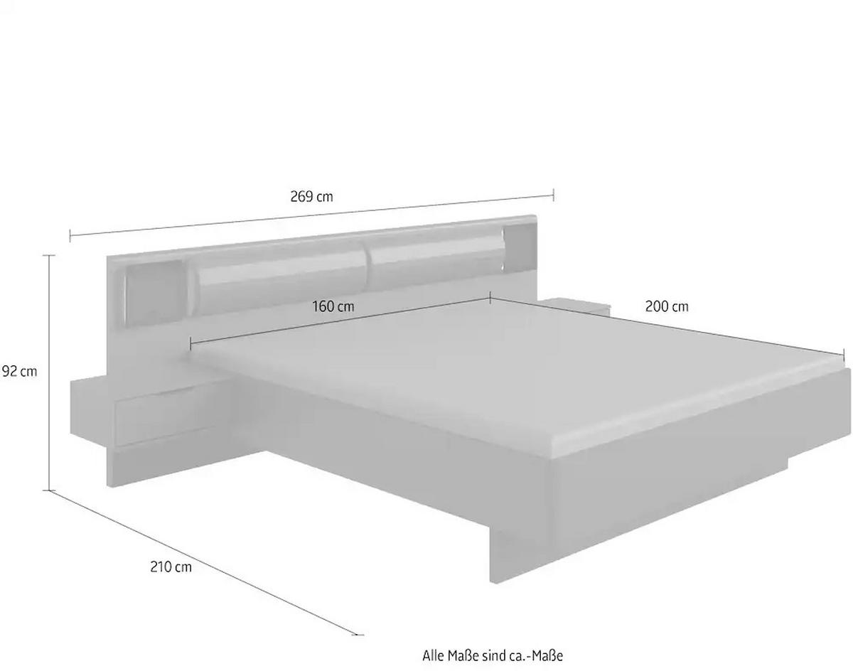 BETTANLAGE - Graphitfarben/Schwarz, Basics, Glas/Textil (160/200cm) - Ti'me