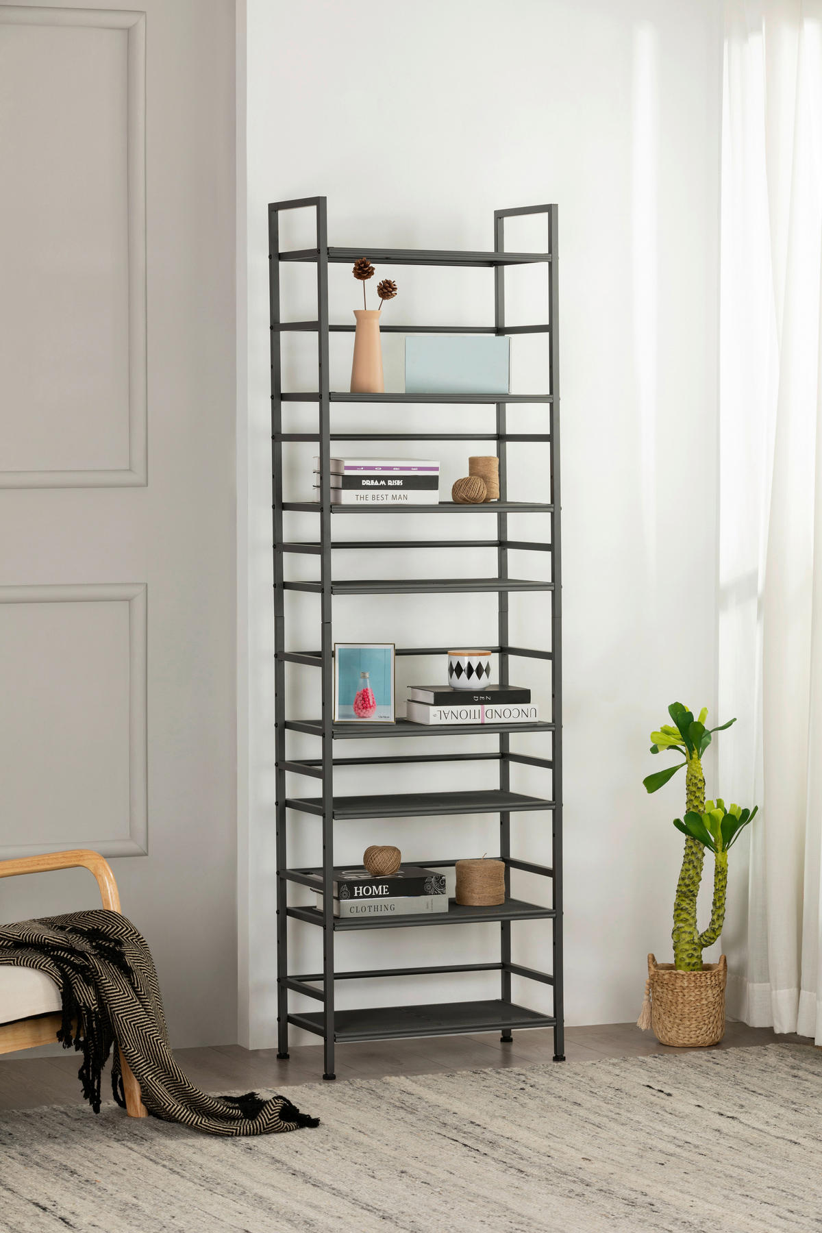 SCHUHREGAL Grau  - Weiß/Grau, MODERN, Metall (59/196/30cm) - PBJ