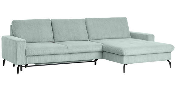 ECKSOFA in Cord, Velours Grau - Schwarz/Grau, Design, Textil/Metall (302/180cm) - Venda