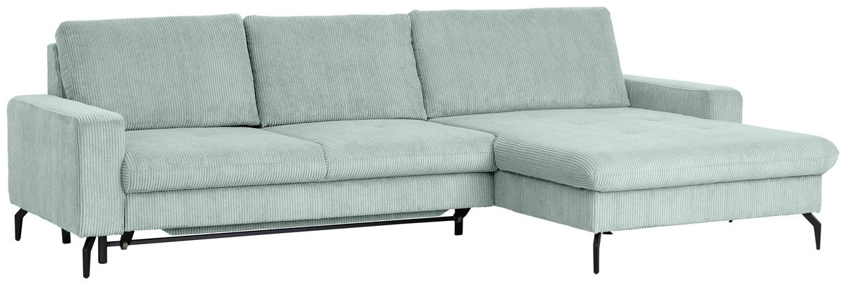 ECKSOFA in Cord Grau  - Schwarz/Grau, Design, Textil/Metall (302/180cm) - Venda