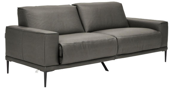 2,5-SITZER in Leder Dunkelgrau - Dunkelgrau/Schwarz, Design, Leder/Metall (200/102/92cm) - Johann Jakob