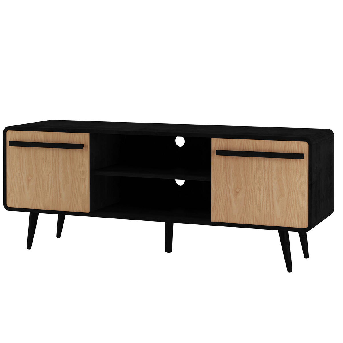LOWBOARD Chantal  in 140/53/39 cm  - Schwarz/Naturfarben, Design, Holzwerkstoff (140/53/39cm) - MID.YOU