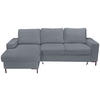 ECKSOFA Dunkelgrau Cord  - Dunkelgrau/Schwarz, KONVENTIONELL, Textil/Metall (150/240cm) - Carryhome