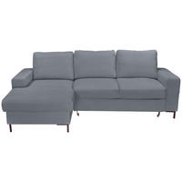 ECKSOFA Dunkelgrau Cord  - Dunkelgrau/Schwarz, KONVENTIONELL, Textil/Metall (150/240cm) - Carryhome