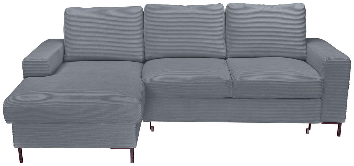 ECKSOFA Dunkelgrau Cord  - Dunkelgrau/Schwarz, KONVENTIONELL, Textil/Metall (150/240cm) - Carryhome