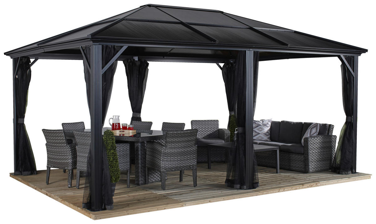 PAVILLON 485/270/365 cm Aluminium  - Anthrazit, Basics, Kunststoff/Metall (485/270/365cm) - Ambia Garden