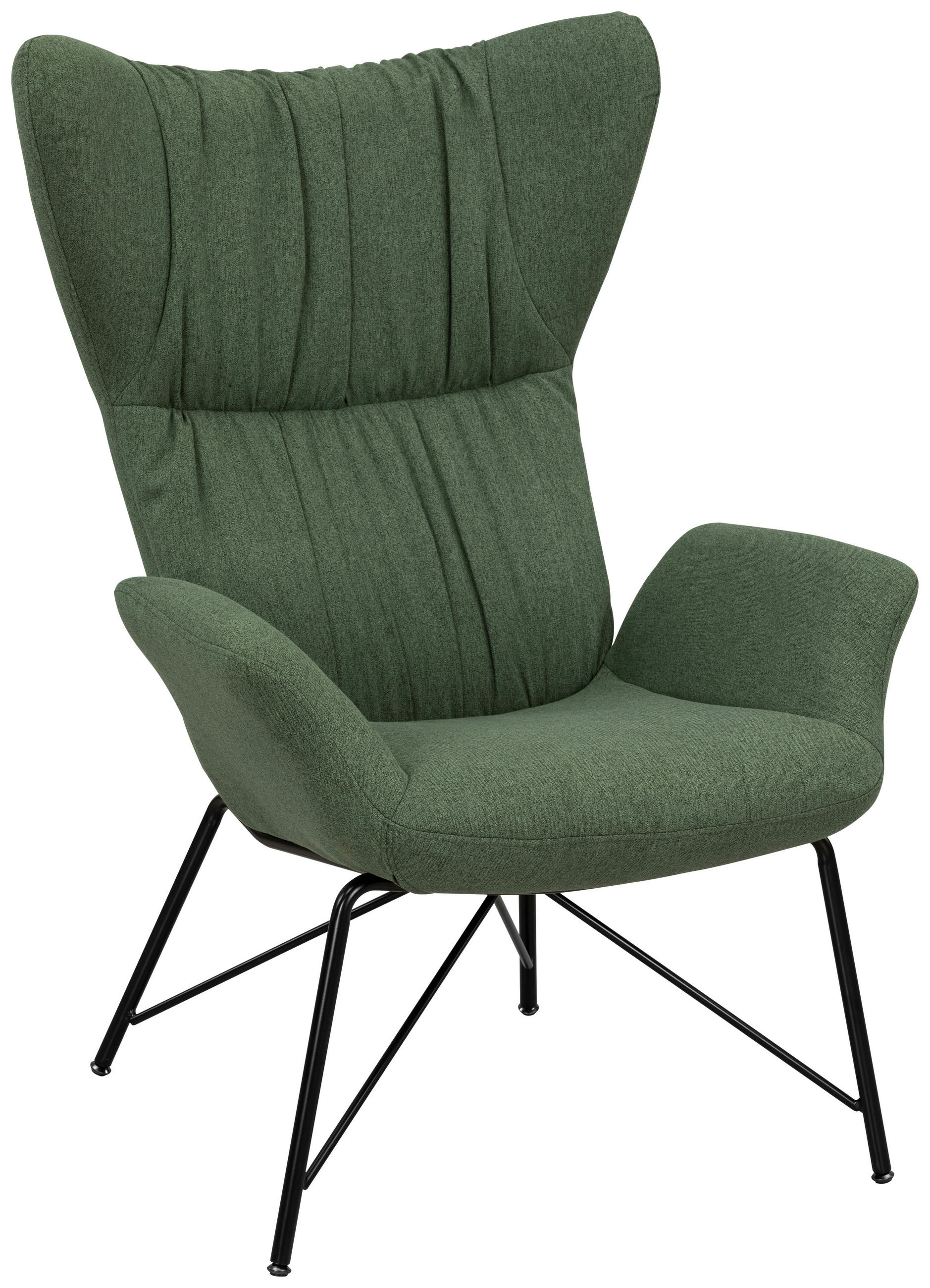 OHRENSESSEL Webstoff Grün - Schwarz/Grün, Design, Textil/Metall (76/108/80cm) - MID.YOU