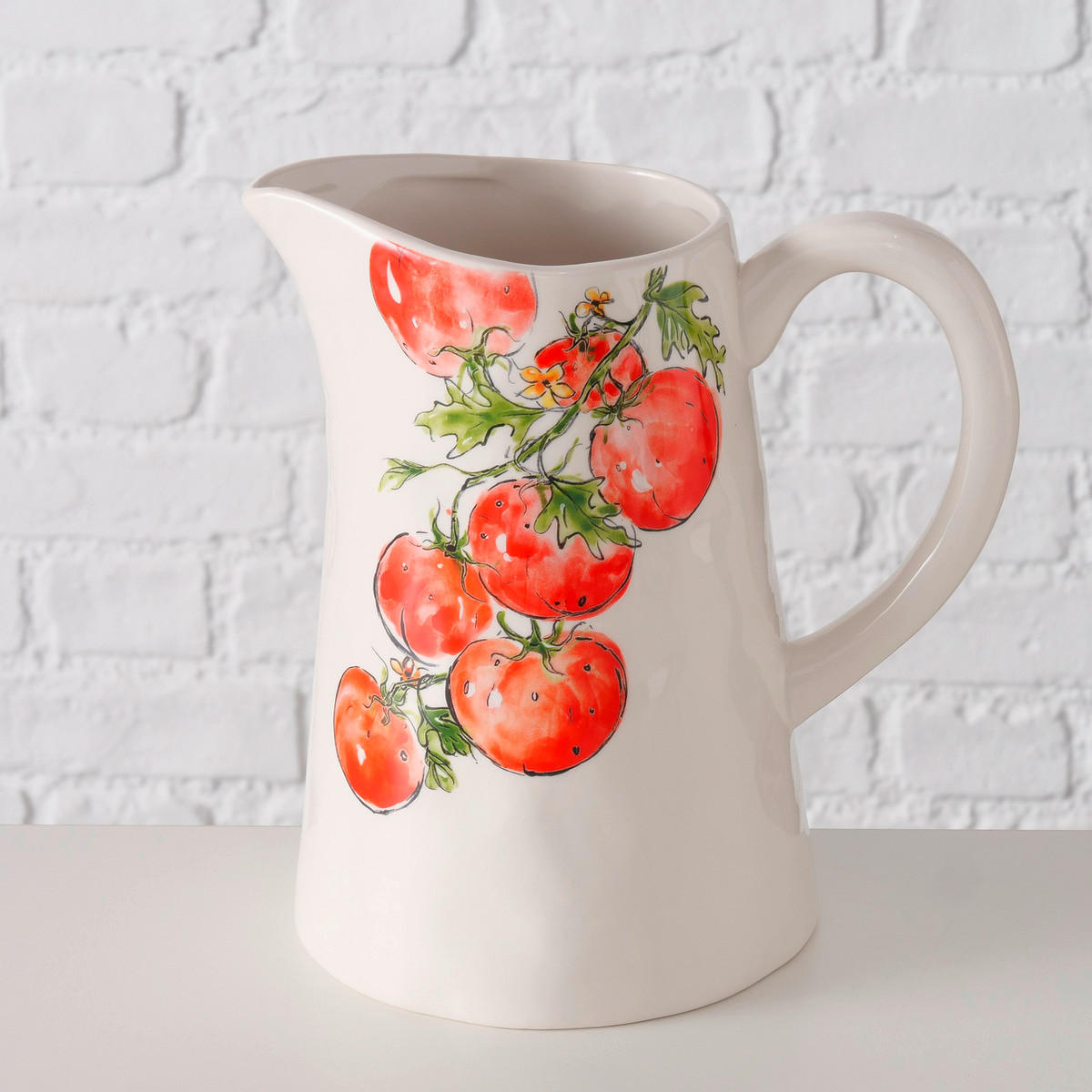 DŽBÁN  1,25 l - biela/zelená, Basics, keramika (15/23cm) - Boltze Home