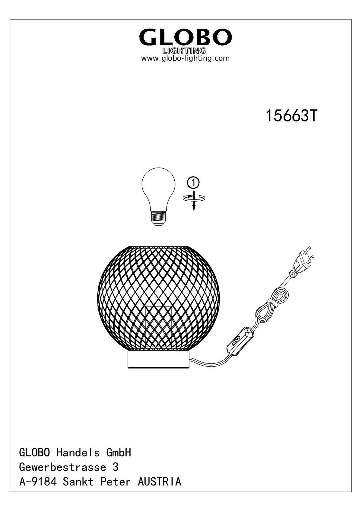 STOLNÍ LAMPA, E27, 20/20 cm  - černá/hnědá, Basics, kov/dřevo (20/20cm) - Globo