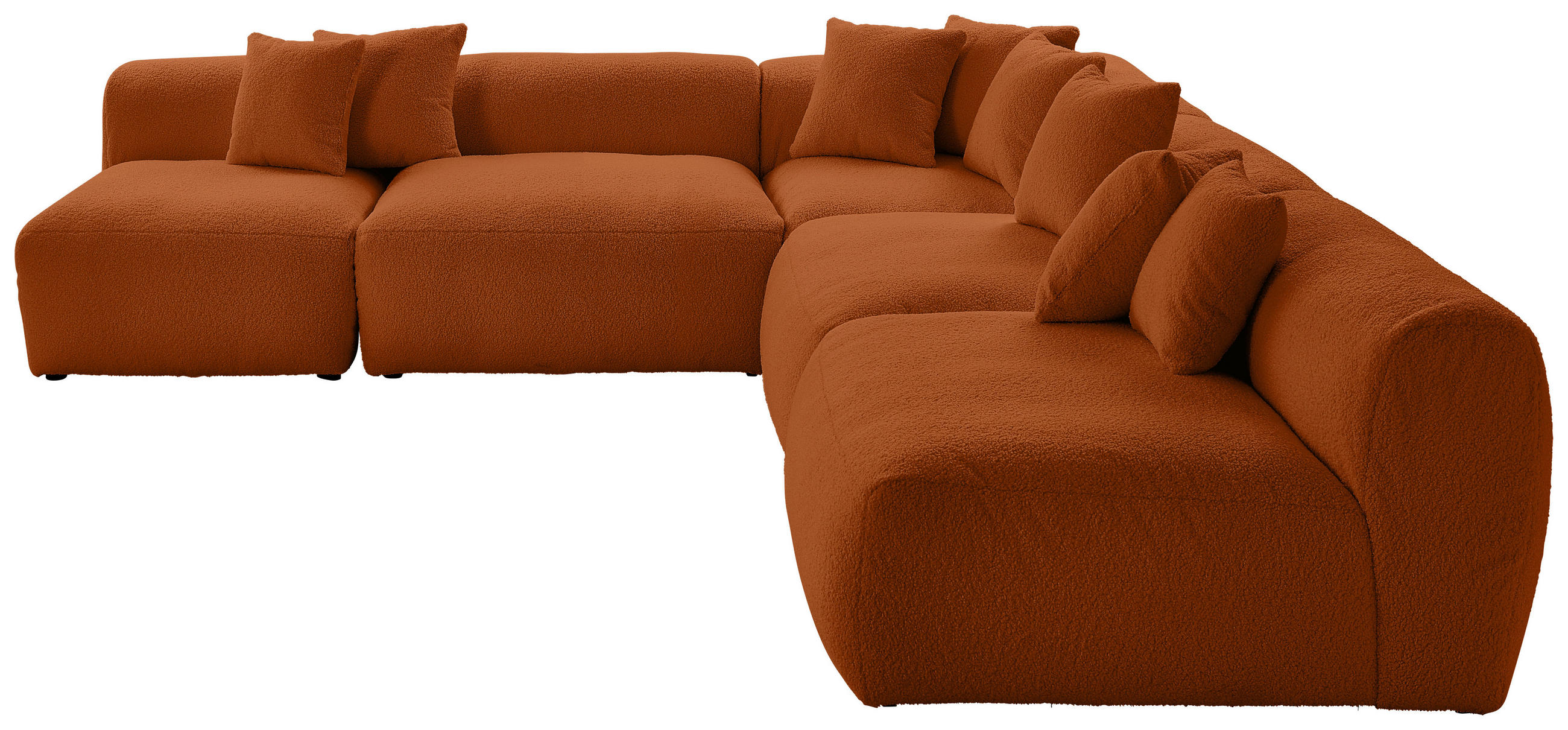 ECKSOFA Rostfarben Flachgewebe, Teddystoff  - Rostfarben, Trend, Textil (300/315cm) - Livetastic