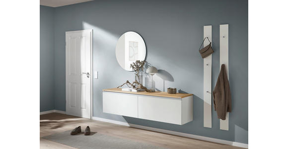 LOWBOARD  180/46/41 cm  erweiterbar, Typenauswahl, Beimöbel erhältlich, umfangreiches Zubehör erhältlich, stehend, hängend  - Eichefarben/Silberfarben, Design, Holzwerkstoff/Kunststoff (180/46/41cm) - Dieter Knoll