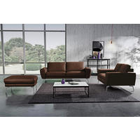 3-SITZER-SOFA Echtleder Chromfarben, Dunkelbraun  - Chromfarben/Dunkelbraun, Design, Leder/Metall (207/85/92cm) - P & B