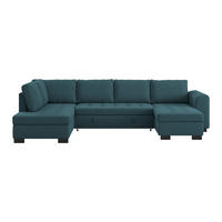 WOHNLANDSCHAFT Blau Mikrofaser  - Blau/Schwarz, MODERN, Kunststoff/Textil (178/305/155cm) - P & B