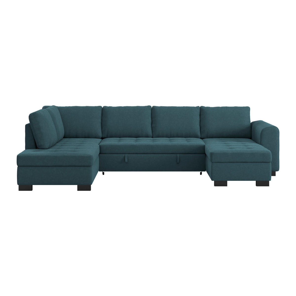 WOHNLANDSCHAFT Blau Mikrofaser  - Blau/Schwarz, MODERN, Kunststoff/Textil (178/305/155cm) - P & B