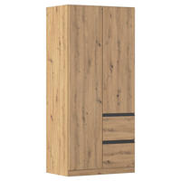 DREHTÜRENSCHRANK in Eiche Artisan  - Eiche Artisan/Grau, Modern, Holzwerkstoff (91/197/54cm) - Rauch Möbel