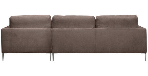 ECKSOFA Braun Chenille  - Silberfarben/Braun, KONVENTIONELL, Textil/Metall (284/143cm) - Carryhome