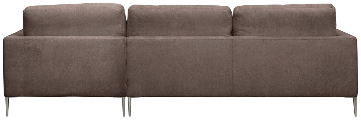 ECKSOFA Braun Chenille  - Silberfarben/Braun, KONVENTIONELL, Textil/Metall (284/143cm) - Carryhome