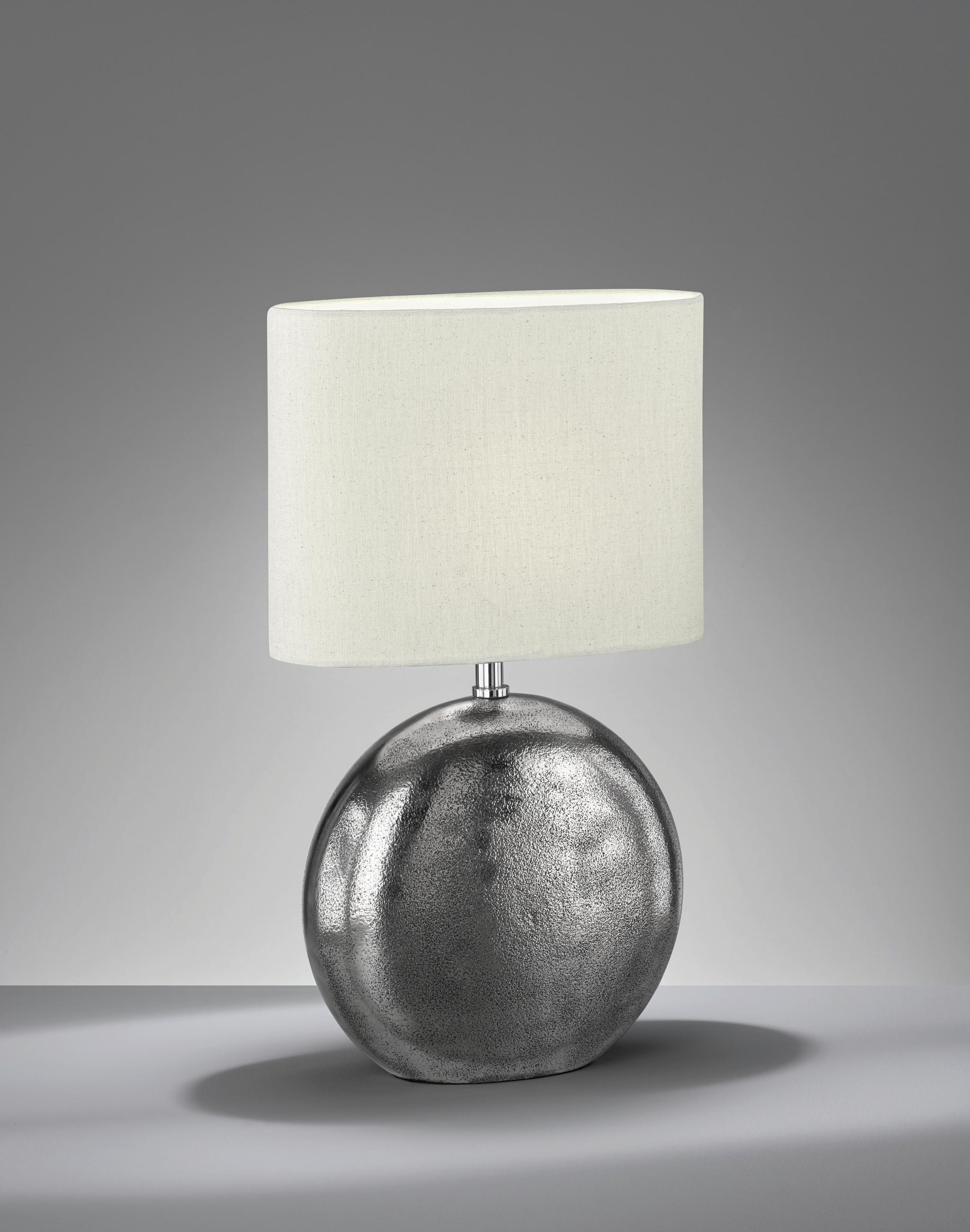 TISCHLEUCHTE - Sandfarben/Weiss, Konventionell, Textil/Metall (34/17/53cm) - Fischer & Honsel
