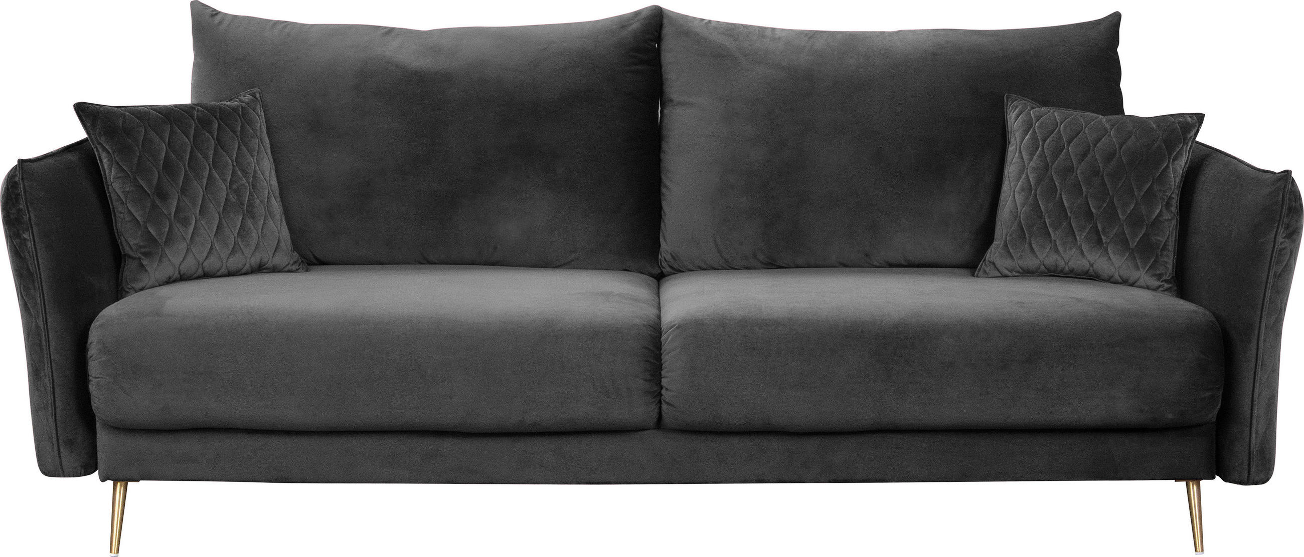 SCHLAFSOFA Samt Grau  - Goldfarben/Grau, Basics, Textil/Metall (235/96/104cm) - MID.YOU