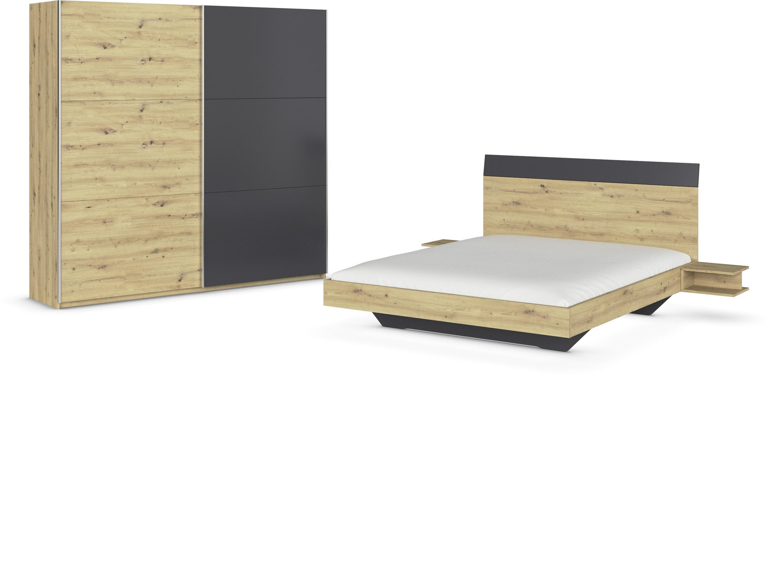 SCHLAFZIMMER Dunkelgrau, Eiche Artisan  - Dunkelgrau/Eiche Artisan, Design, Holzwerkstoff - Boxxx