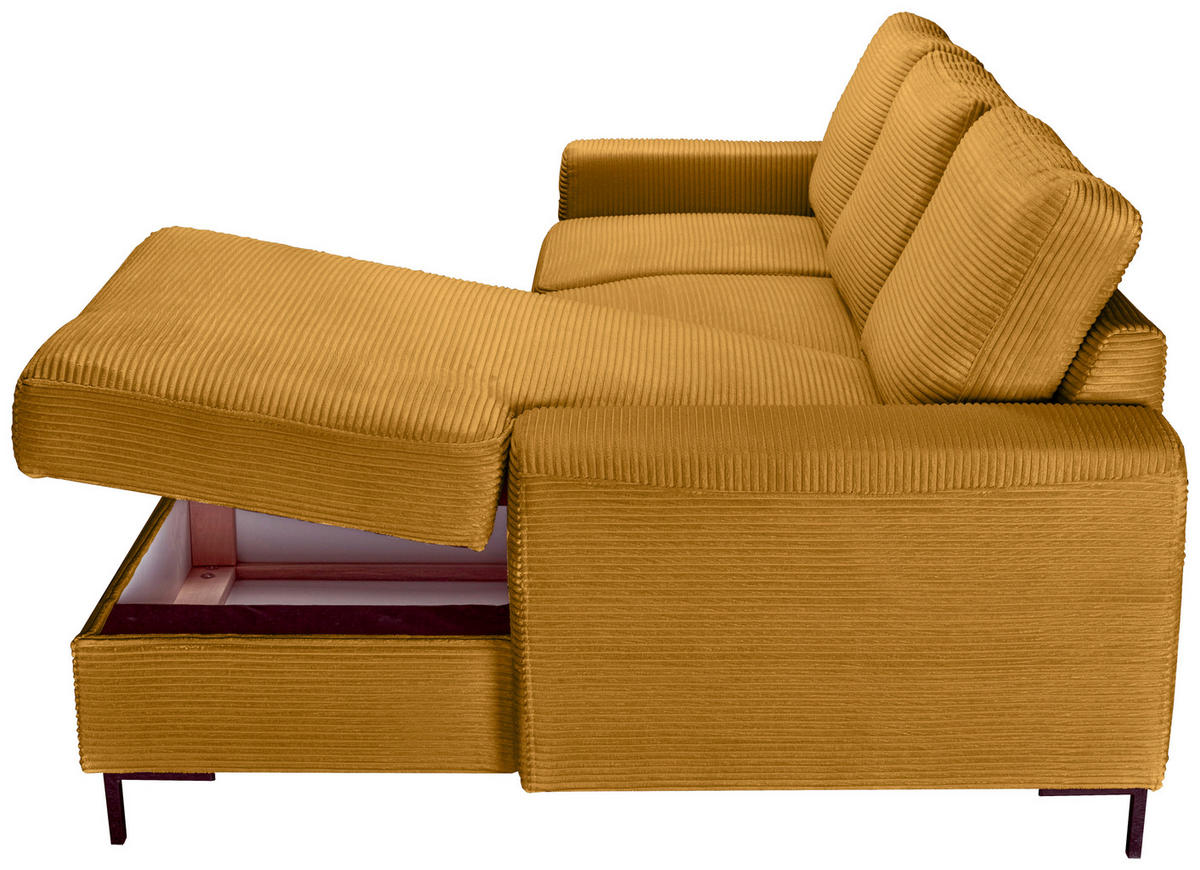 ECKSOFA Currygelb Cord  - Currygelb/Schwarz, KONVENTIONELL, Textil/Metall (240/150cm) - Carryhome
