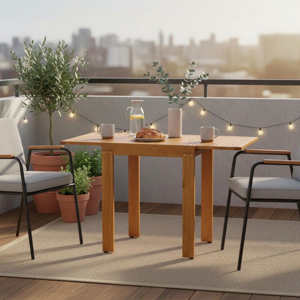 BALKONTISCH  - Naturfarben, KONVENTIONELL, Holz (65/77,5/130cm) - Gardenson