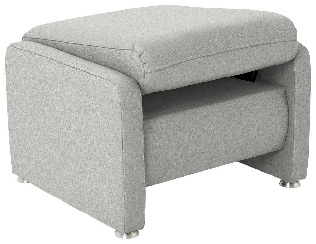 HOCKER in Textil Ecru  - Ecru/Alufarben, KONVENTIONELL, Textil/Metall (67/44/58cm) - Beldomo Comfort