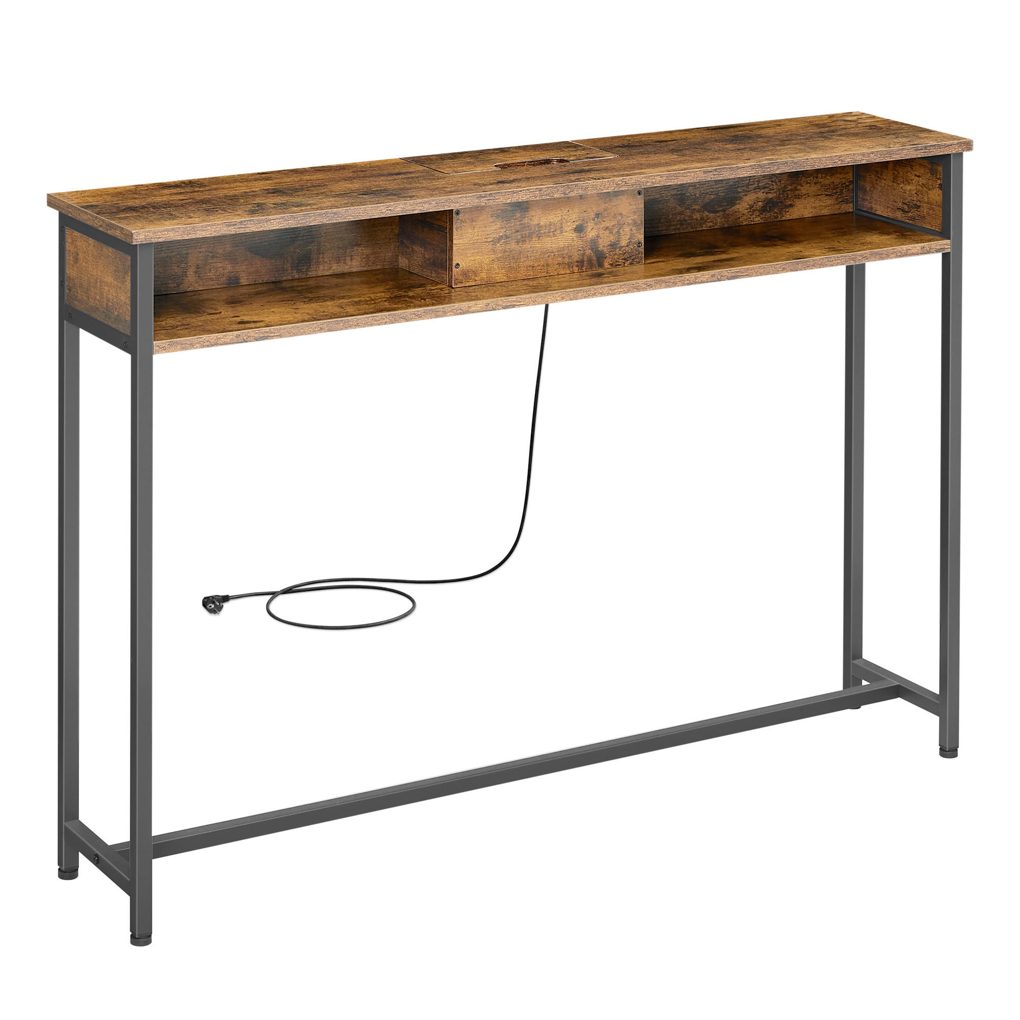Mid.you Konsolentisch Dunkelbraun, Schwarz 81x25x120 cm