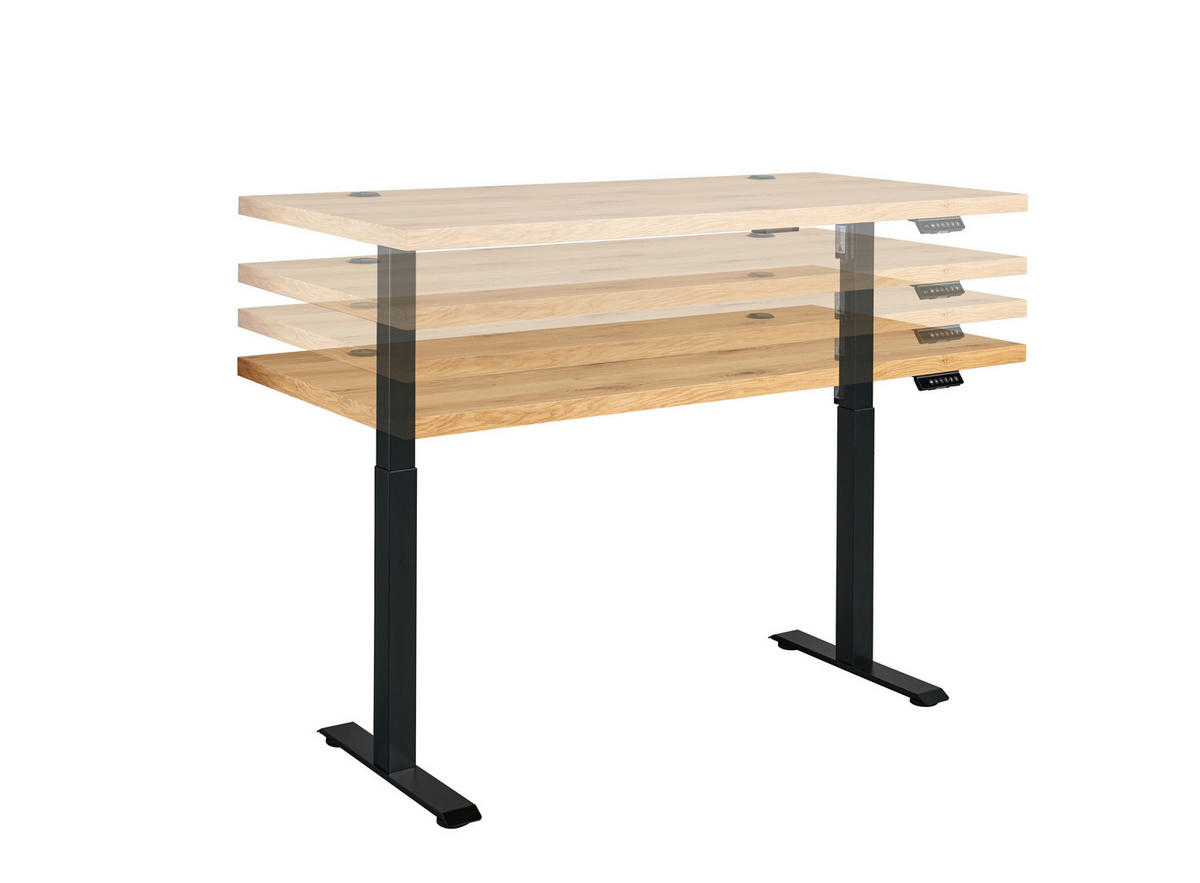 SCHREIBTISCH  in  - Schwarz, Modern, Holzwerkstoff/Metall (160/72-120/77cm) - MID.YOU