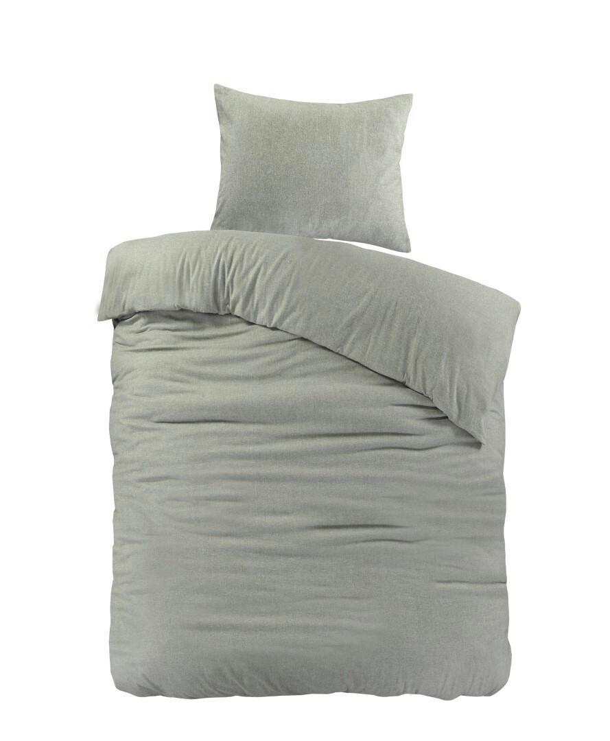 BETTWÄSCHE Flanell 135/200 cm  - Salbeigrün, Basics, Textil (135/200cm)