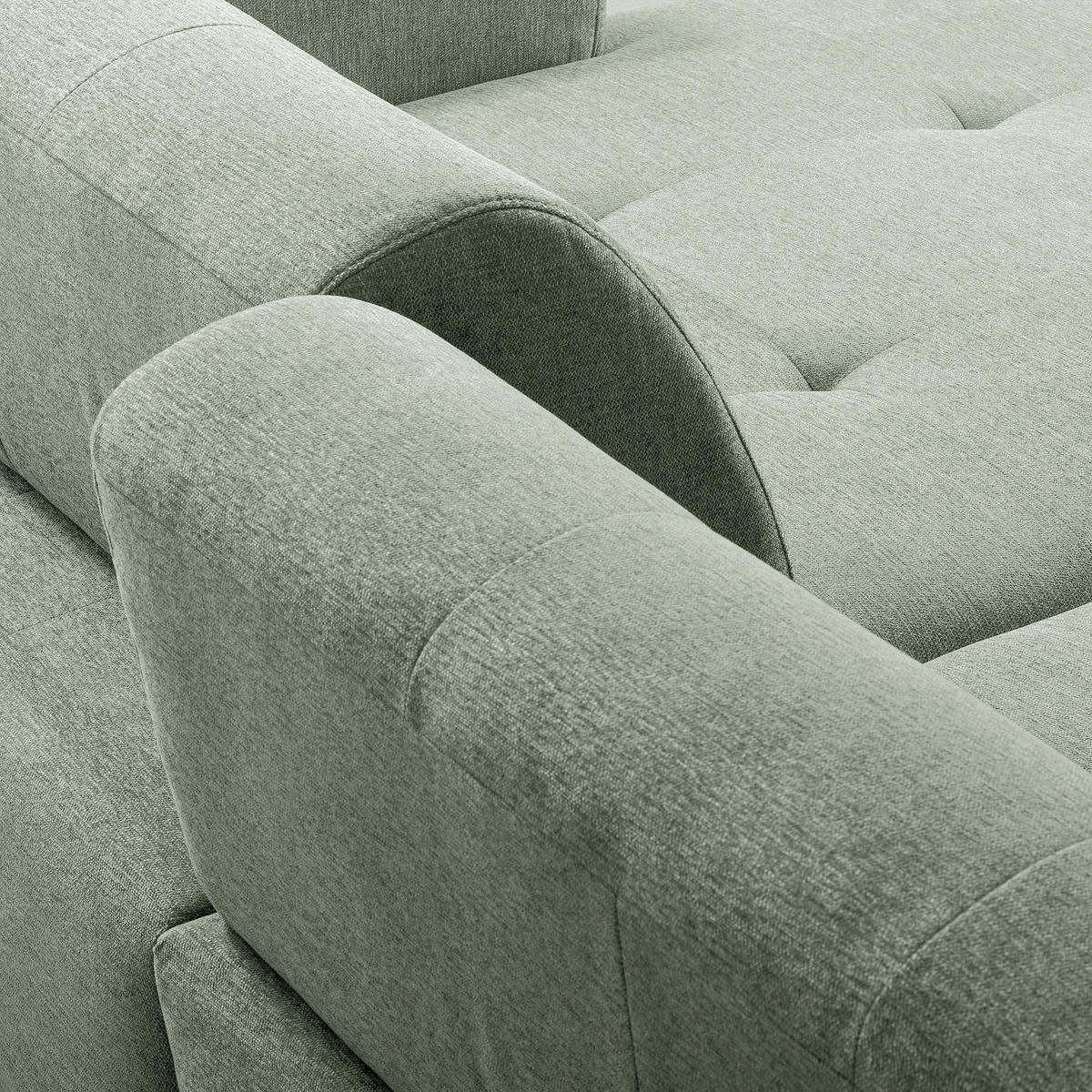 ECKSOFA AUSTIN Salbeigrün Flachgewebe Sitztiefenverstellung  - Salbeigrün/Schwarz, Design, Kunststoff/Textil (286/169cm) - Livetastic