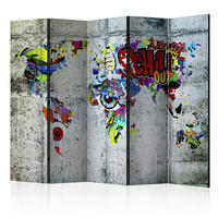 PARAVENT mit 5  Flügel - Multicolor, Basics, Holz/Textil (225/172/3cm) - artgeist