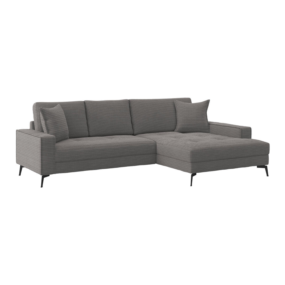 ECKSOFA ZERO Anthrazit Cord Zierkissen, Rückenkissen  - Anthrazit/Schwarz, Trend, Textil/Metall (286/173cm) - Livetastic