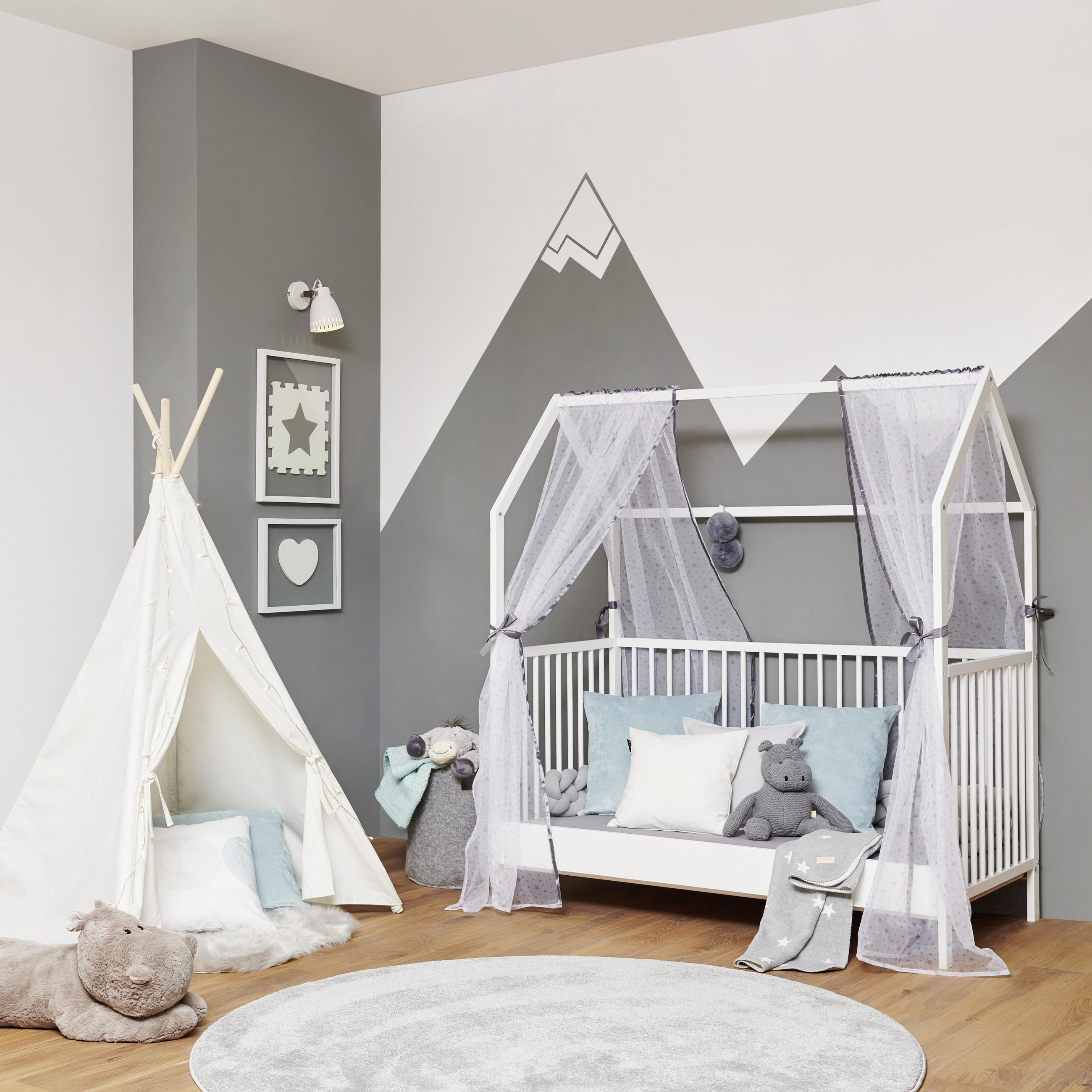 GITTERBETT Emma 1 144/75/161 cm  - Weiß, Trend, Holz (144/75/161cm) - My Baby Lou