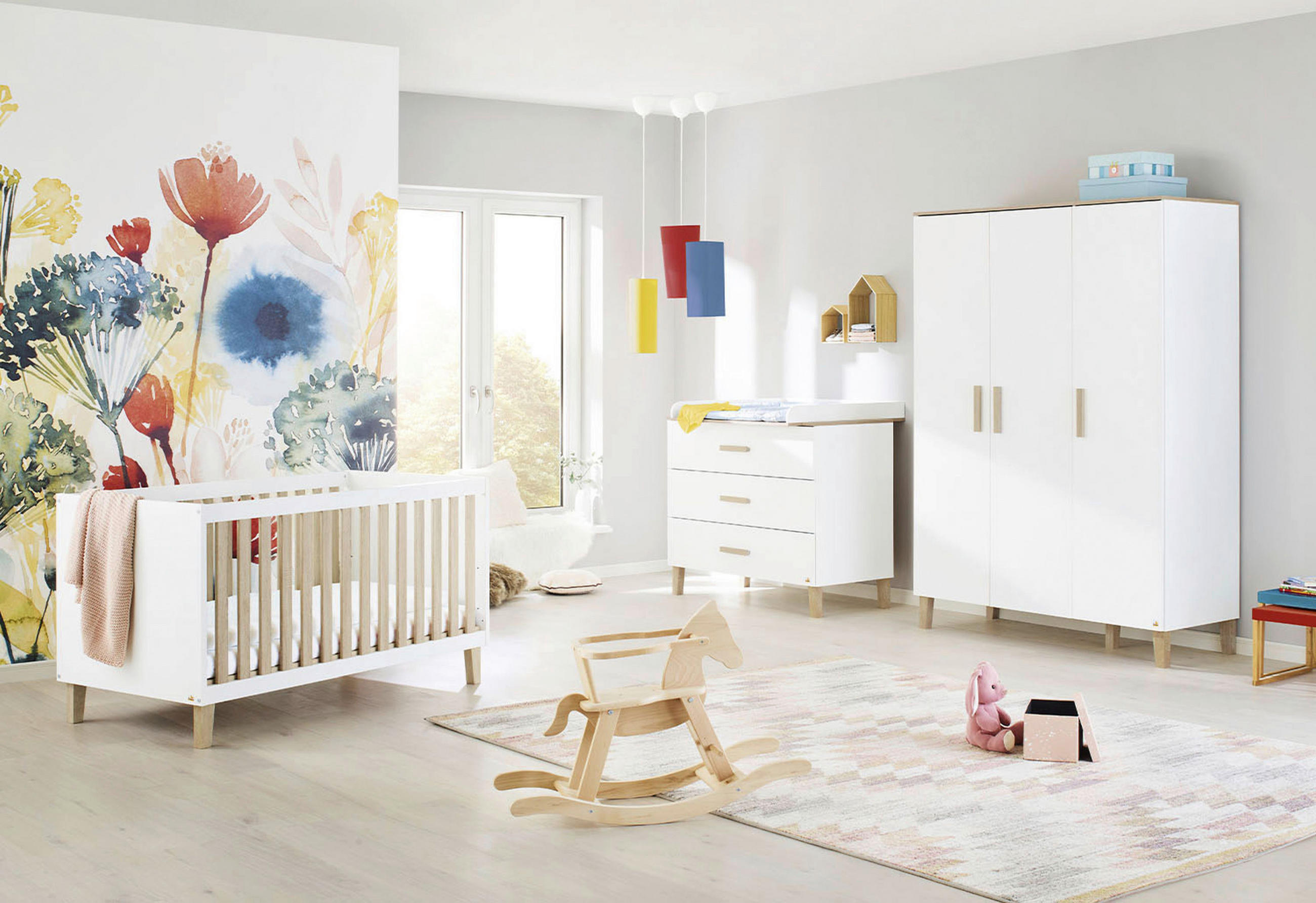 BABYZIMMER Lumi  - Eichefarben/Weiß, Design, Holzwerkstoff - Pinolino