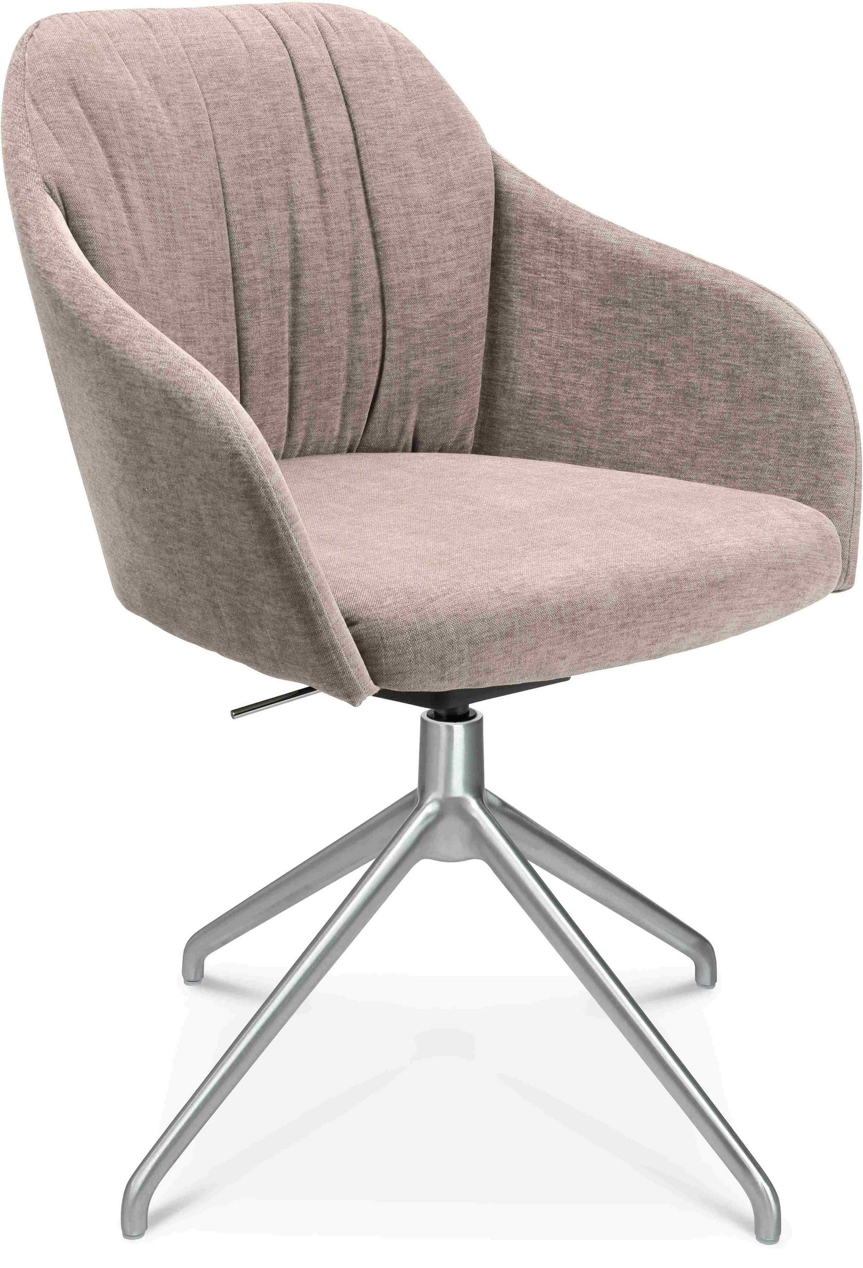 ARMLEHNSTUHL  in Aluminium Velours  - Ecru/Alufarben, Design, Textil/Metall (58/81,5-84,5/60cm) - Johann Jakob