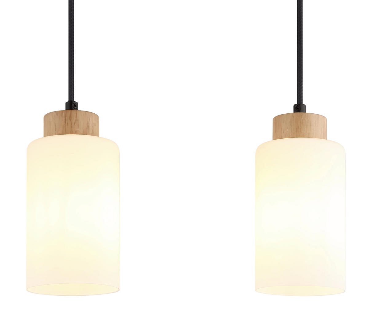 HÄNGELEUCHTE Rowena 60/10/120 cm  - Opal/Schwarz, Natur, Glas/Holz (60/10/120cm)
