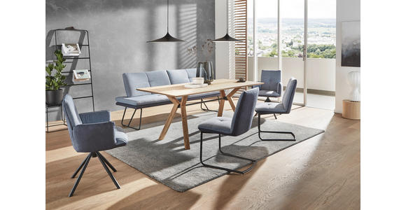 SCHWINGSTUHL in Stahl Flachgewebe - Blau/Schwarz, Design, Textil/Metall (50/87/59cm) - Dieter Knoll