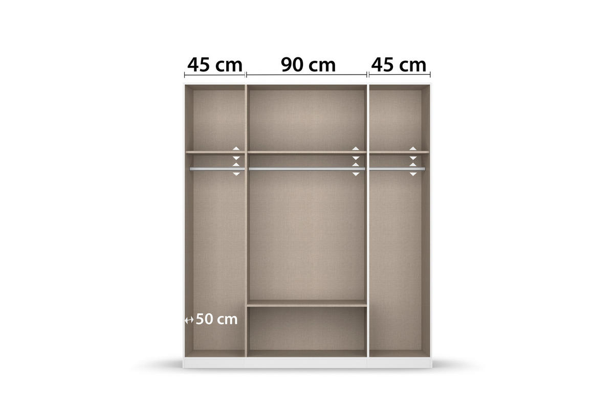 KLEIDERSCHRANK in Weiss, Eiche Artisan  - Weiss/Eiche Artisan, Basics, Holzwerkstoff/Metall (181/210/54cm) - Boxxx