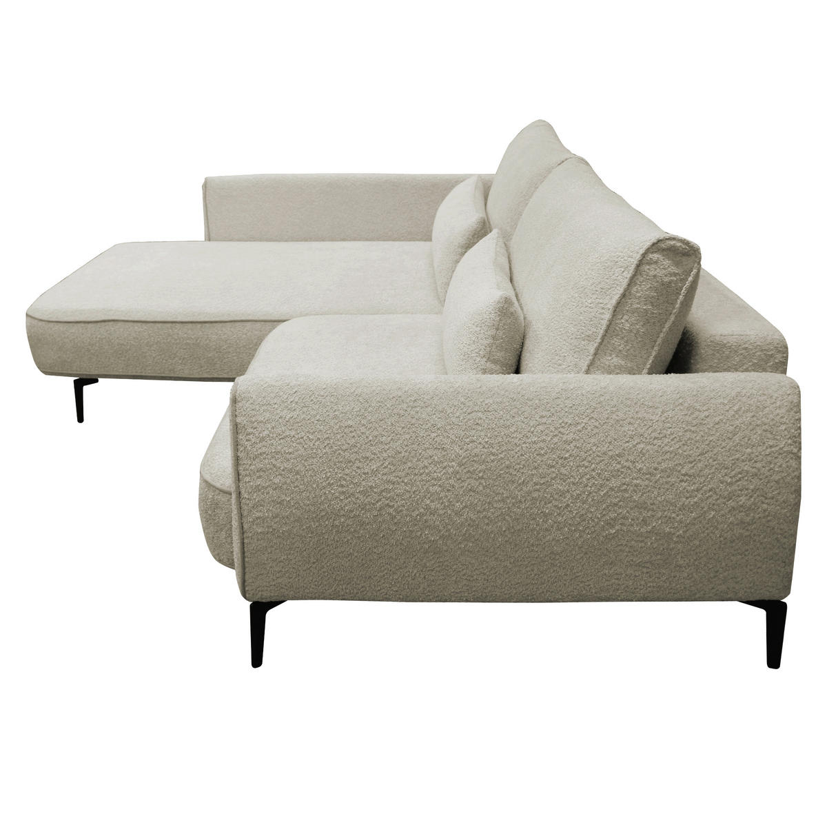 ECKSOFA Creme Bouclé  - Creme/Schwarz, Design, Textil/Metall (204/273cm) - MID.YOU