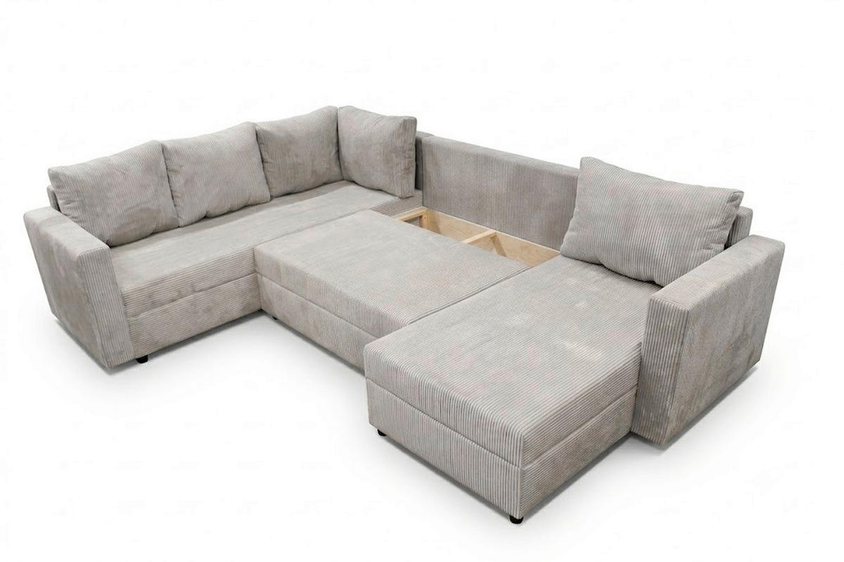SEDACIA SÚPRAVA, textil, béžová - čierna/béžová, Design, textil/plast (223/304/156cm) - P & B