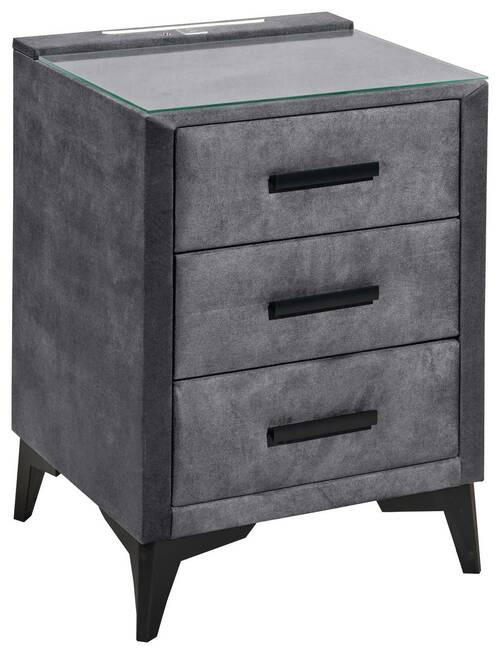 NACHTSCHRANK 47/70/51 cm  - Anthrazit/Schwarz, KONVENTIONELL, Glas/Kunststoff (47/70/51cm) - Boxxx