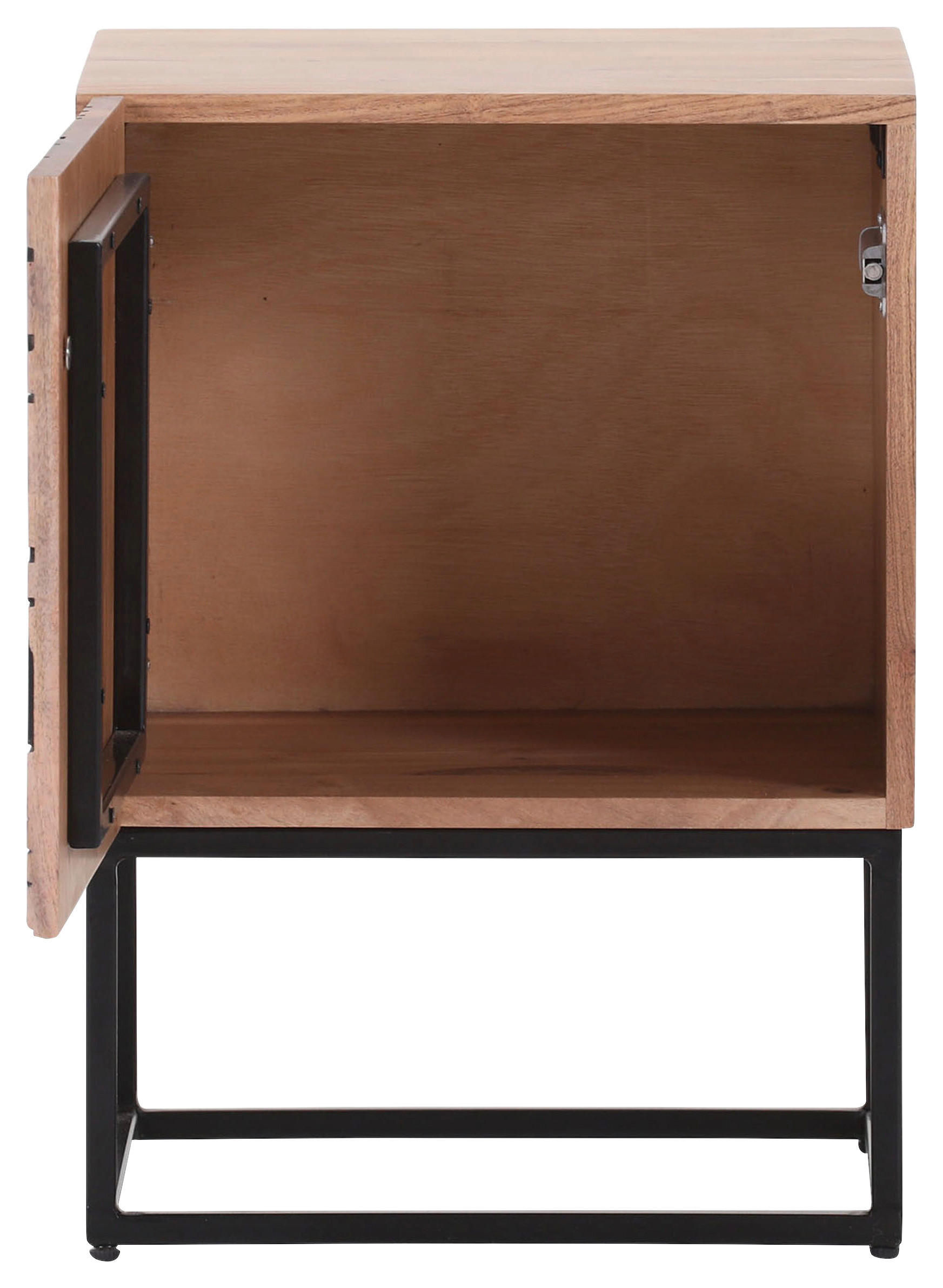 NACHTSCHRANK 40/56/38 cm Akazie massiv  - Schwarz/Naturfarben, LIFESTYLE, Holz/Metall (40/56/38cm) - Landscape