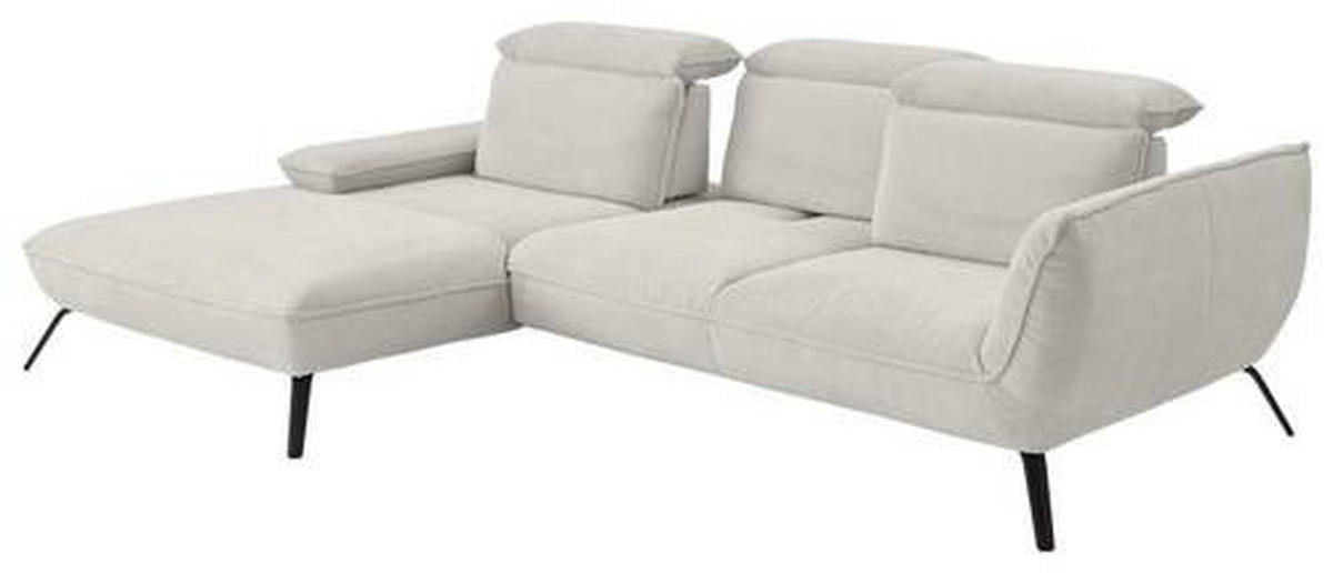 ECKSOFA in Cord Creme  - Creme/Schwarz, Design, Textil/Metall (202/301cm) - Moderano