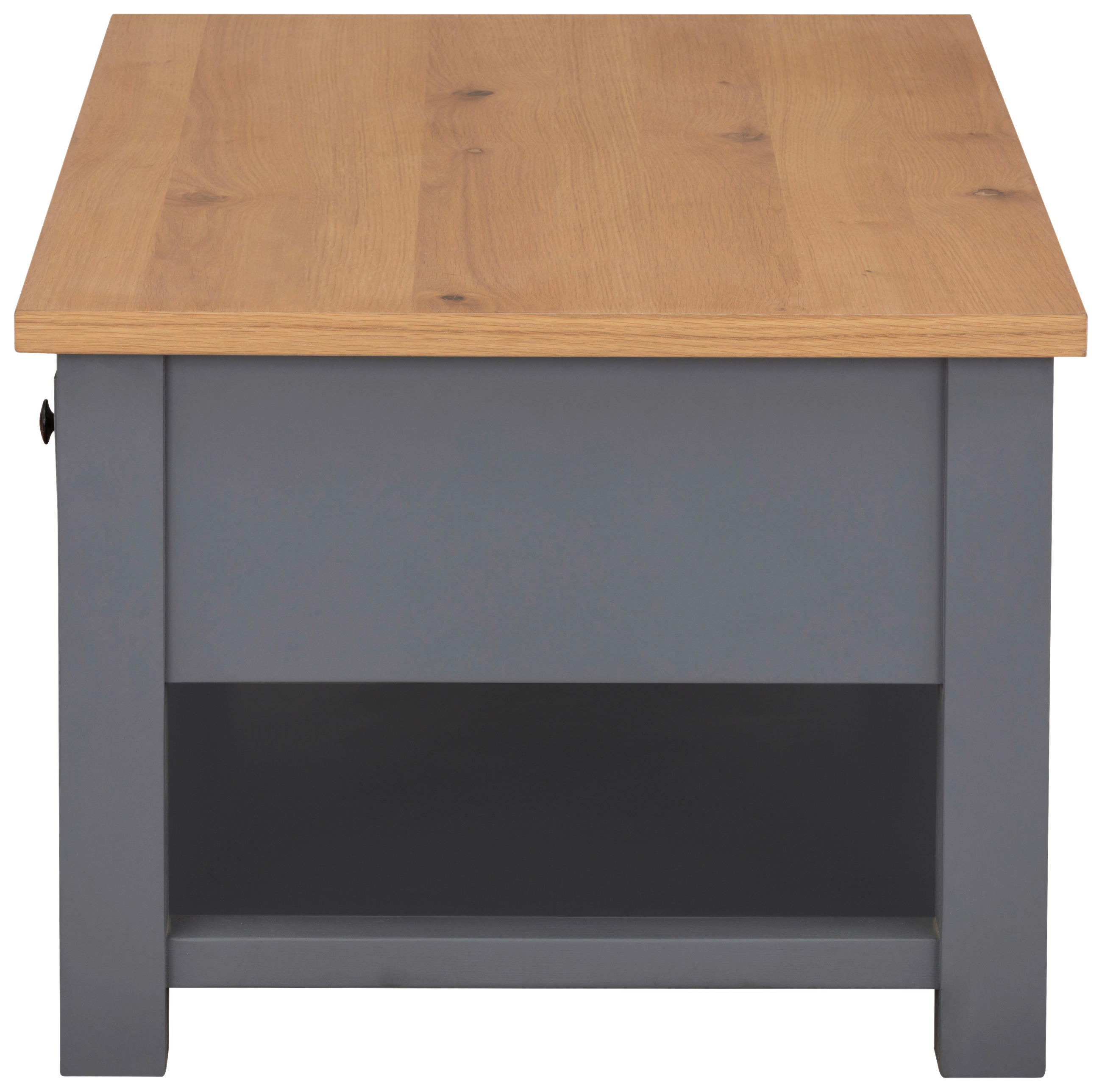 Thumbnail - Mid.you Couchtisch, Natur, Dunkelgrau, Metall, Eiche, Kiefer, furniert, massiv, 2 Schublade(n) Schubladen, rechteckig, e...