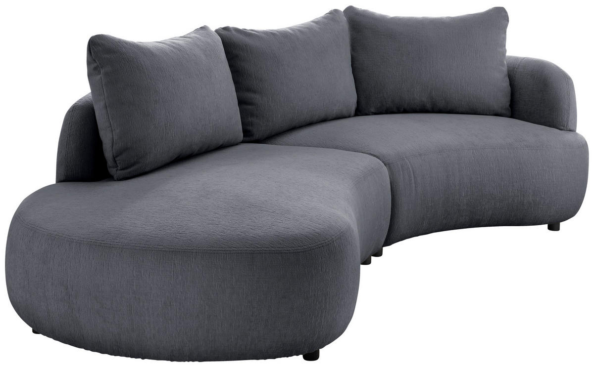 ECKSOFA in Mikrofaser Anthrazit  - Anthrazit/Schwarz, Modern, Kunststoff/Textil (250/139cm) - Livetastic