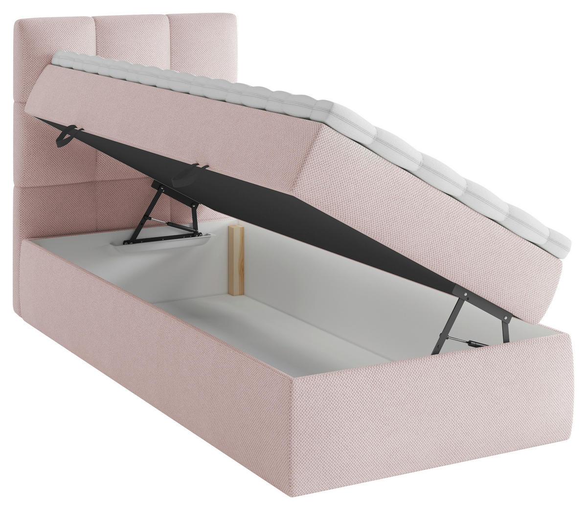 BOX KREVET    90/200 cm  - svijetlo ružičasta/crna, Moderno, drvni materijal/drvo (90/200cm) - MID.YOU