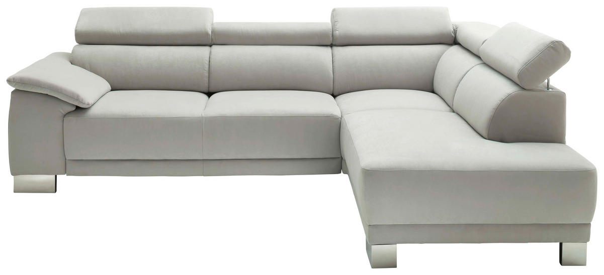 ECKSOFA in Mikrofaser Hellbraun  - Chromfarben/Hellbraun, Design, Textil (270/205cm) - Pure Home Lifestyle