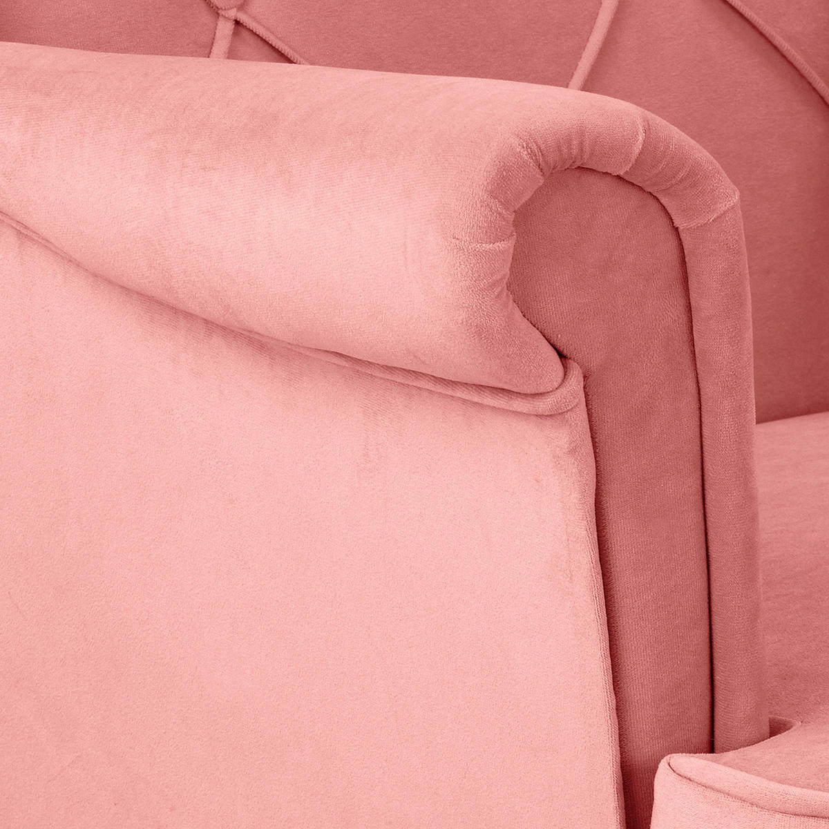 OHRENSESSEL in Samt Rosa  - Naturfarben/Rosa, Design, Holz/Textil (84/105/90cm) - P & B